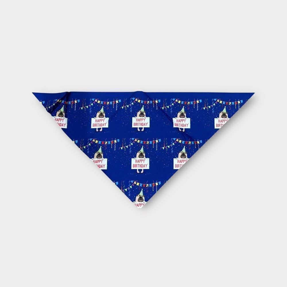 2 FOR $10 Blue Pug Dog Birthday Bandana